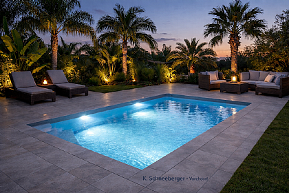 Kaeramikpool-Aurora-750 mit LED Schwinwerfer